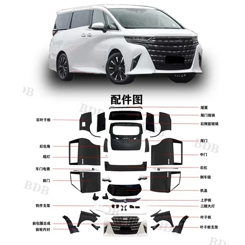 

For Alphard 20 Series Upgrade to 40 Series Body Kit, Compatible with 2008-2014 Models