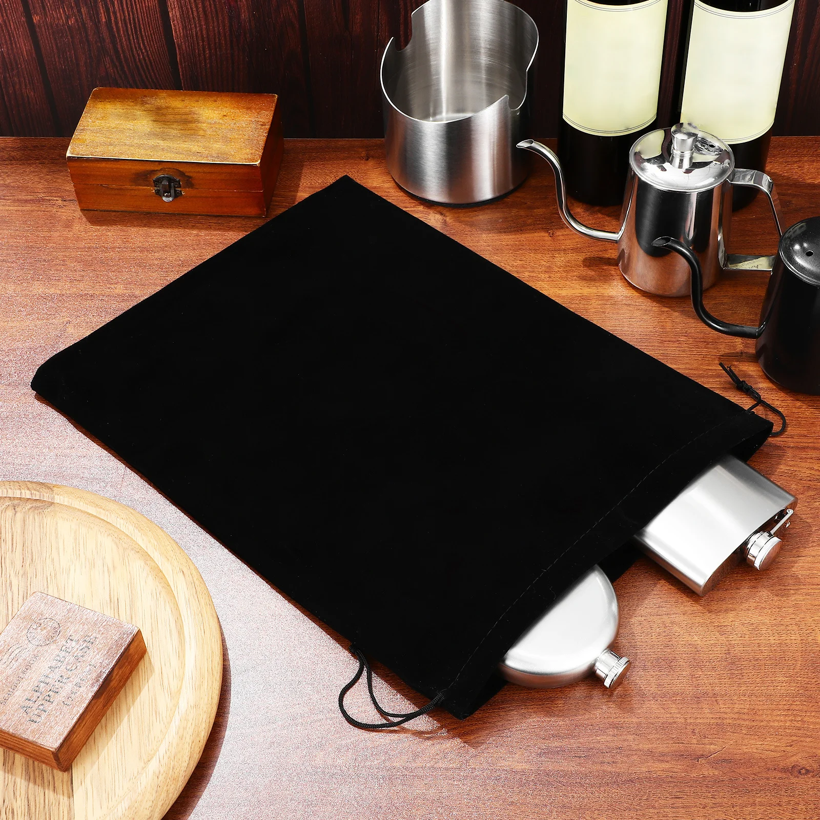 

10Pcs Black Flannelette Drawstring Gift Pouch Large Capacity Storage Bags Party Favor Candy Jewelry Sundries Party Favor Bags