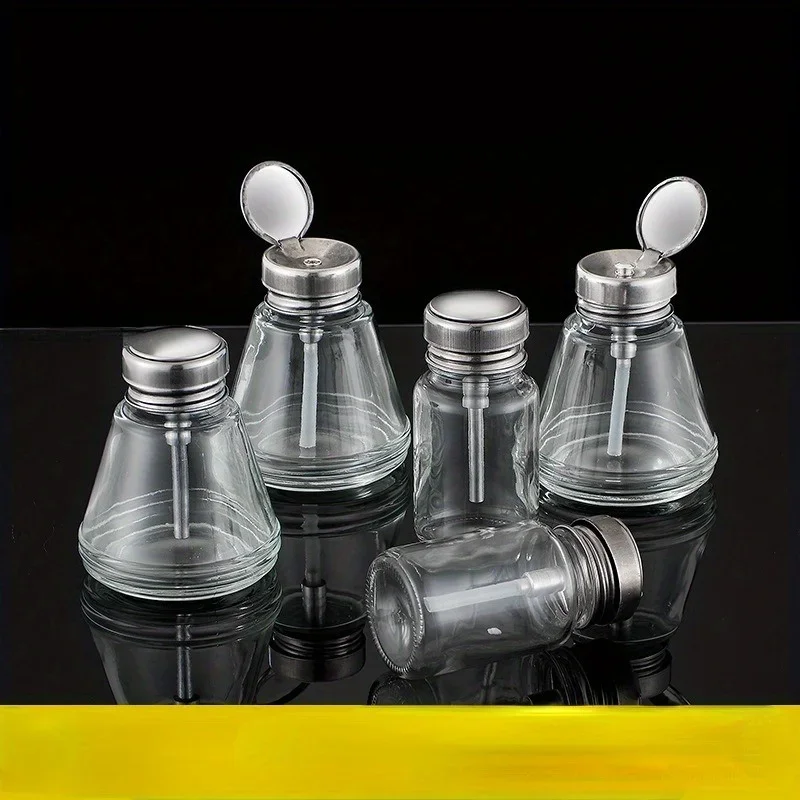 Glass Alcohol Bottle Press Type Alcohol Bottle Nail Art Tool Nail Washing Water Bottle Plate Washing Water Pressure Bottle