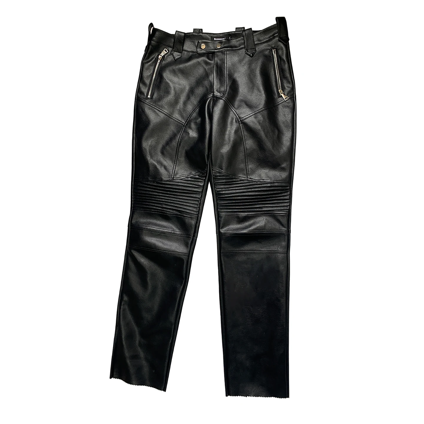 Nerazzurri Men's Motorcycle Leather Pants Tight Black Waterproof Windproof Biker Trousers Korean Style PU Material Youth Adult