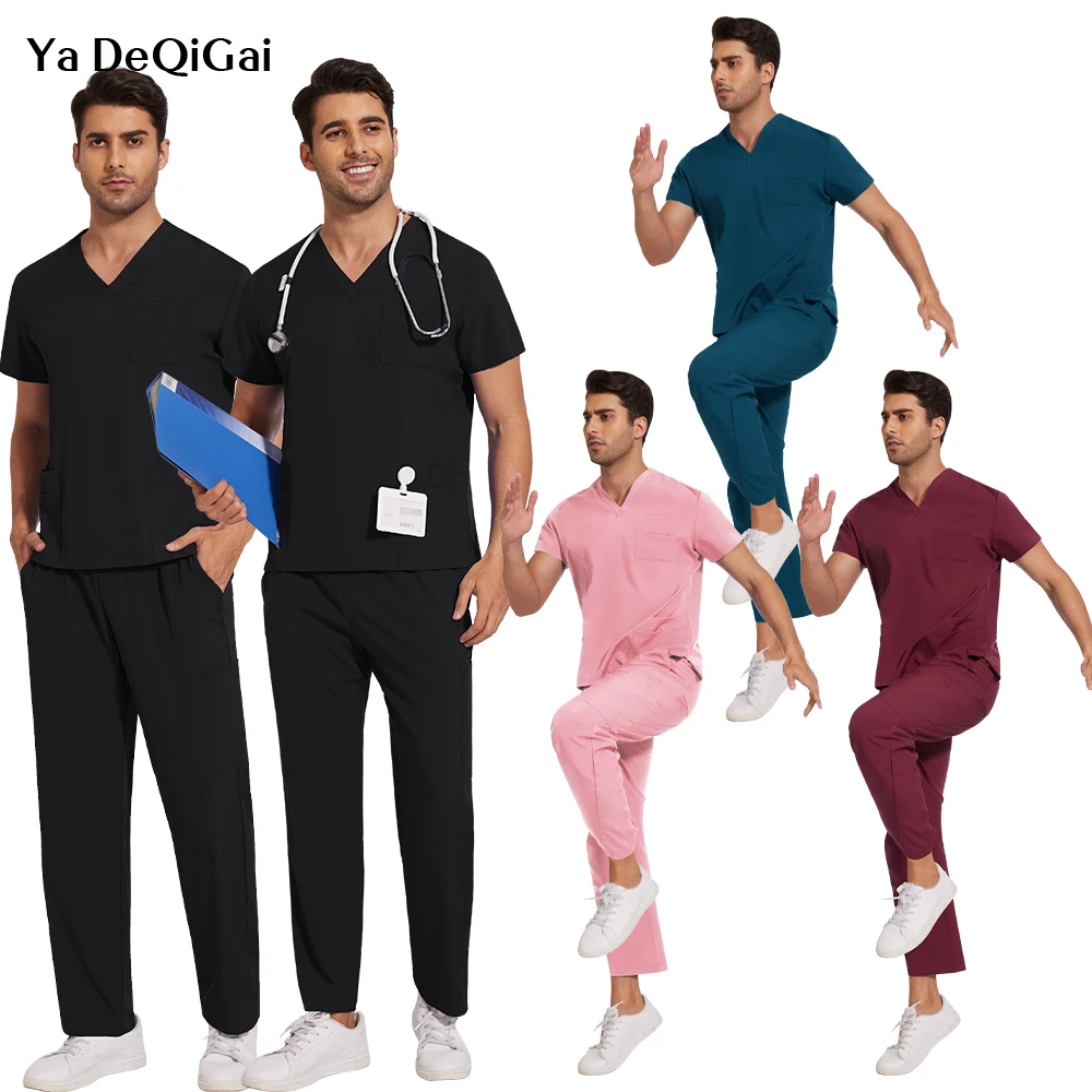 ユニセックスの男性用作業服,手術台とパンツ,柔らかい作業服,看護師のユニフォーム,スパの美容服,病院のユニフォーム,高品質,S-XXL