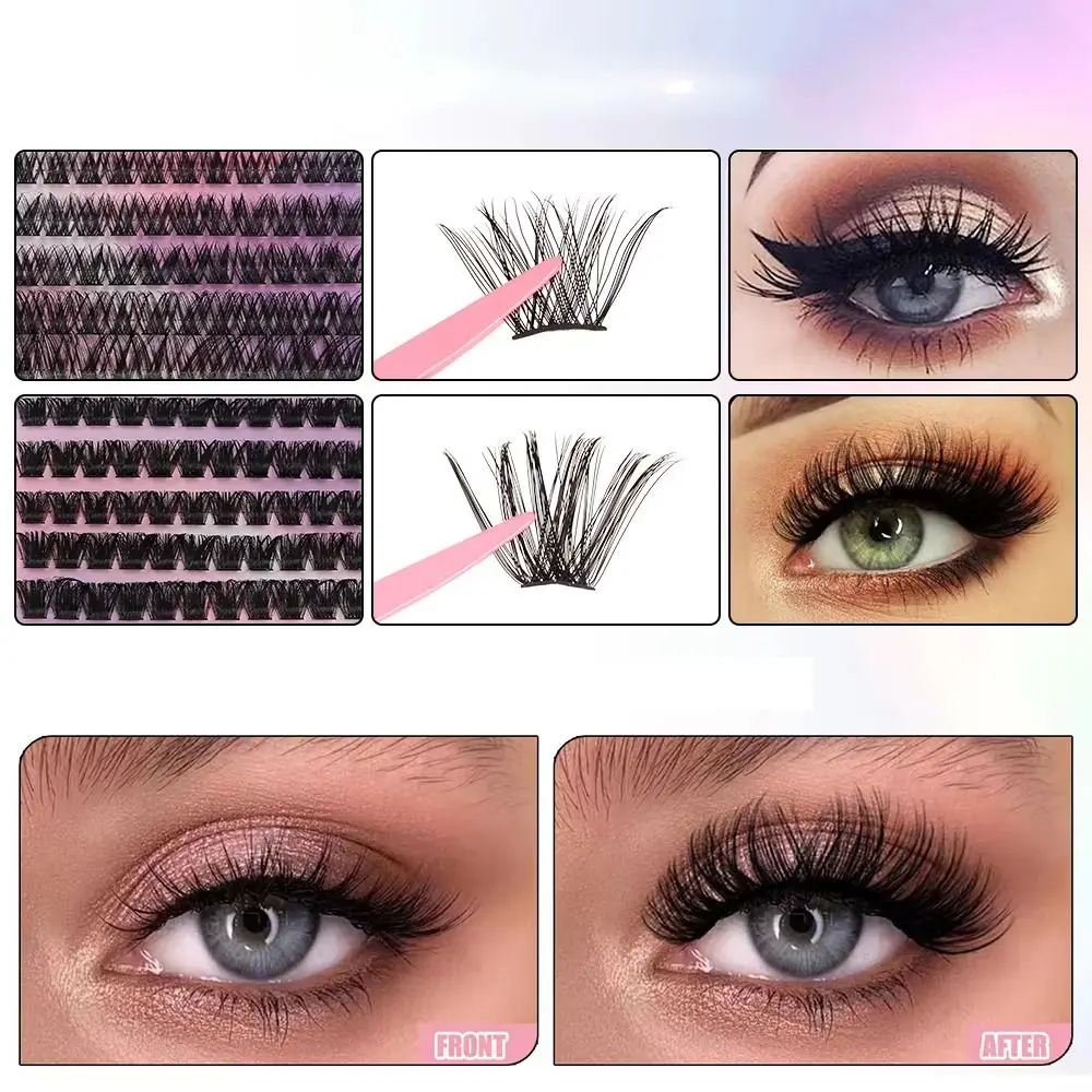 Koreańskie rzęsy samoprzylepne DIY w stylu komiksowym, naturalne, z aplikatorem do nakładania na gorąco, pojedyncze kępki 3D do samodzielnego nakładania, narzędzie do makijażu.