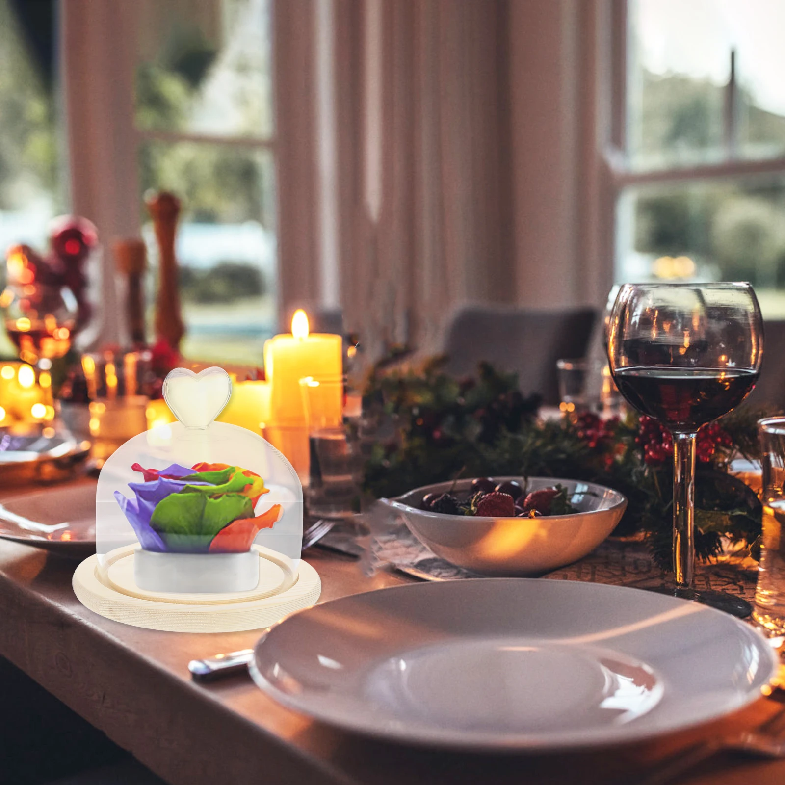 

2 шт., стеклянная крышка для консервированных цветов, деревянная основа, декоративный купол для полки, настольный дисплей, ручной работы, домашний декор, стеклянный купол, декор