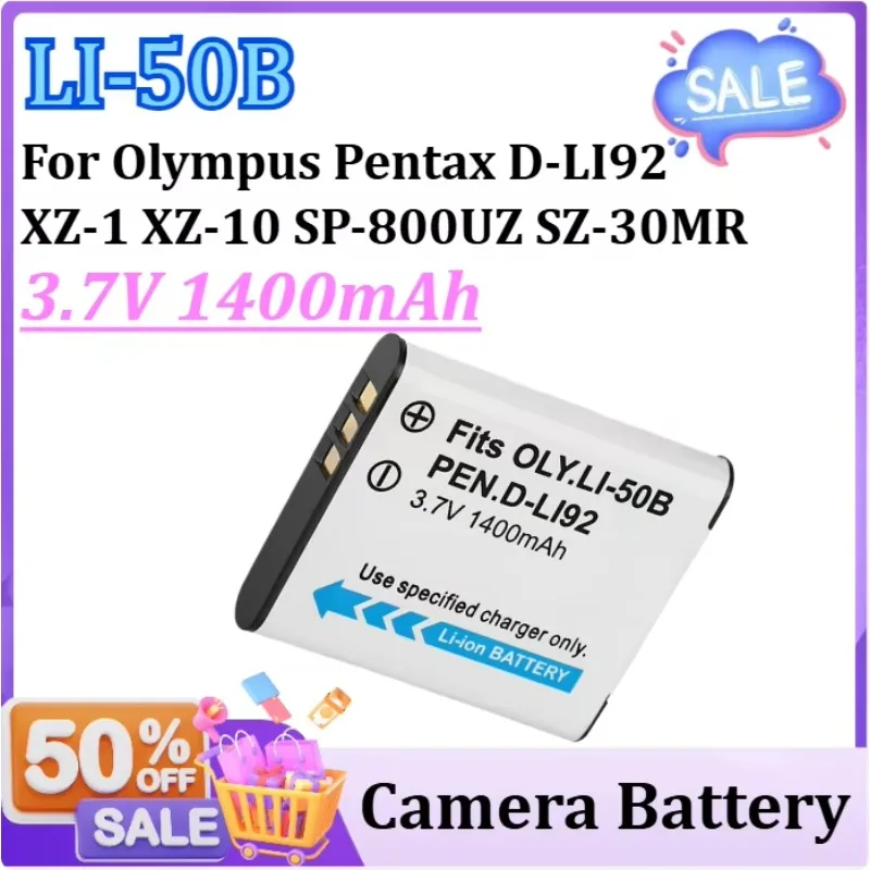 SWZY LI-50B LI50B Battery 3.7V 1400mAh for Olympus Pentax D-LI92 XZ-1 XZ-10 SP-800UZ SZ-30MR 9000 9010 LI 50B D-LI92 Camera Batt