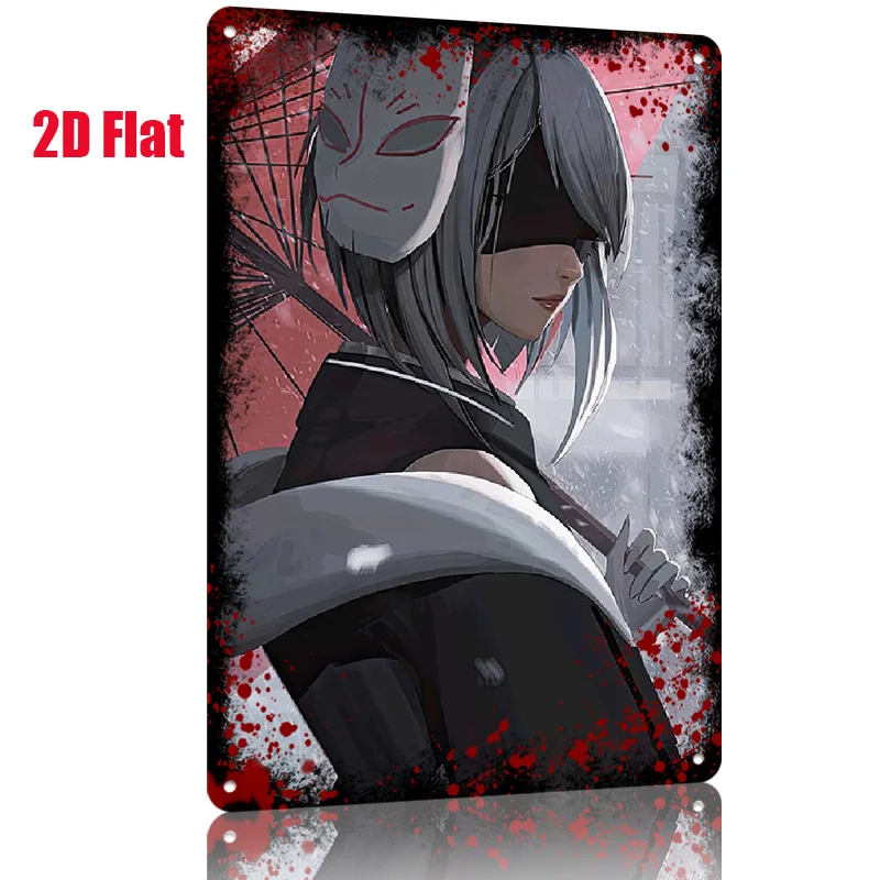 CIFBUY Pretty 2B YoRHa No.2 Type B Game Character Metal Tin Sign, Vintage Anime Girl Wall Art, Home Wall Decor