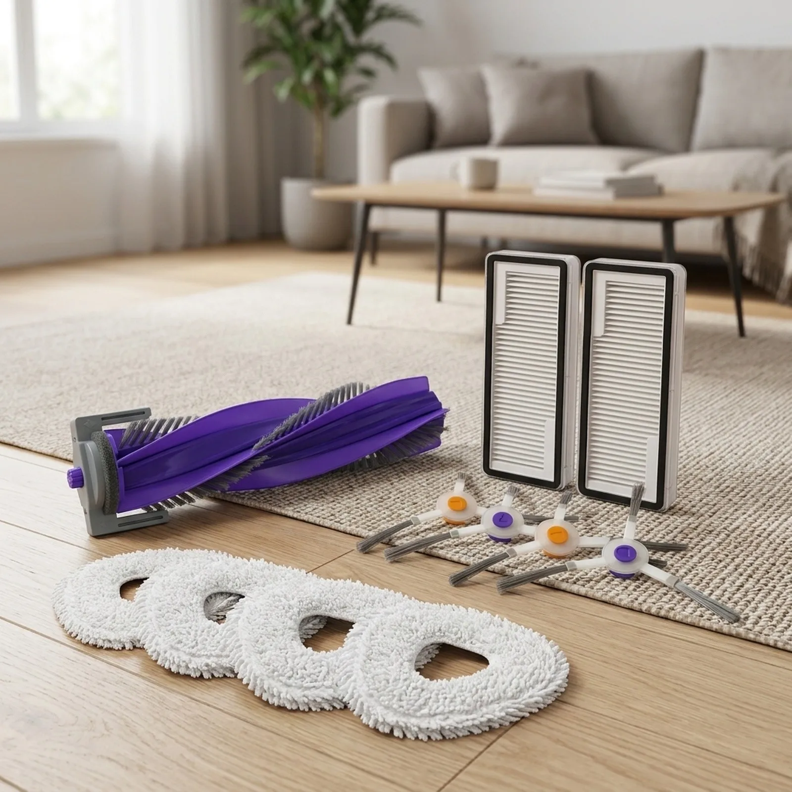 Side Brush Filter and Mop Cloth Set Compatible with For Narwal For Freo for X For Ultra J4 and J4 for lite Robot Vacuums