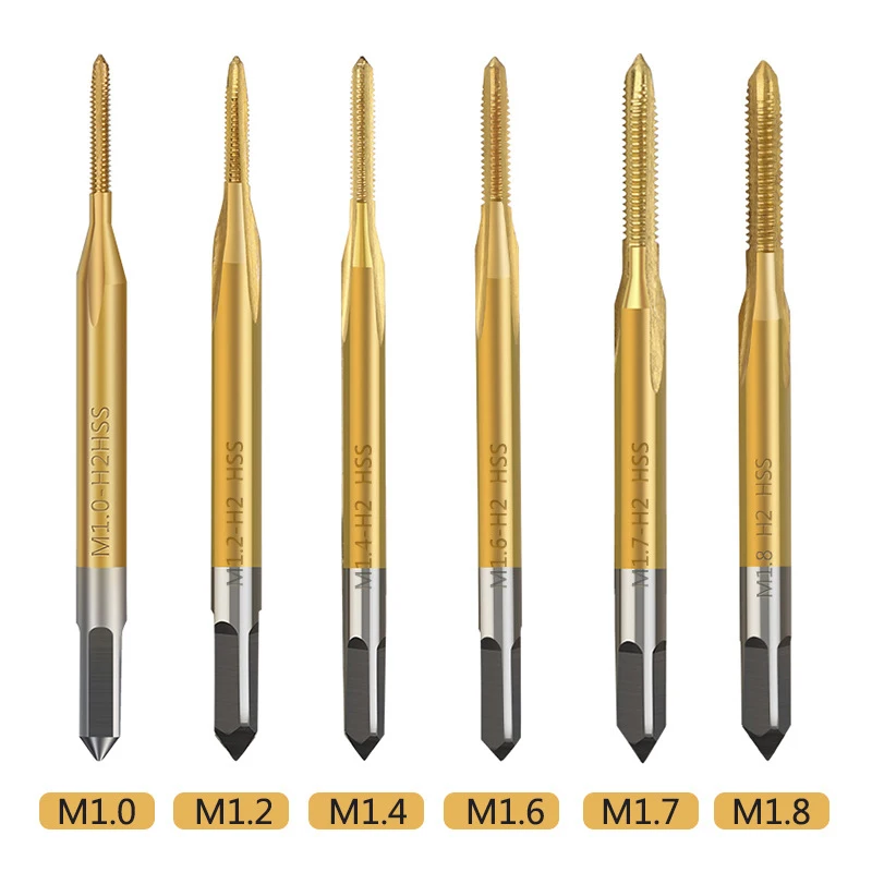HSS Thread Tap Screw Machine Tap Titanium Coating Metal Screw Hole Tap Drills Drill Bit M1 M1.2 M 1.4 M 1.6 M1.7 M1.8 Series