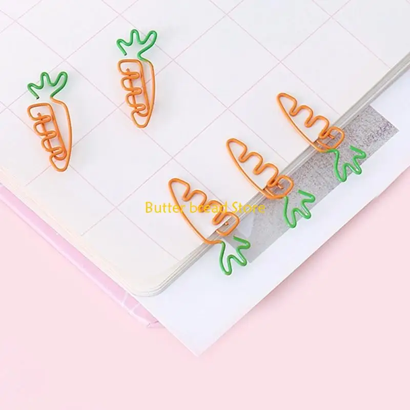 W89C 30Pcs Carrot Metal Paper Clip Colored Metal Paperclips File Clamp For Document Note Paper Postcard Organization