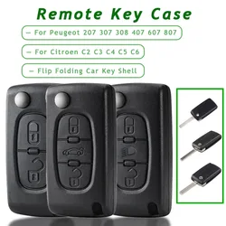 Remote Key Case For Peugeot 207 307 308 407 607 807 For Citroen C2 C3 C4 C5 C6 Flip Folding Car Key Shell 2/3 Buttons