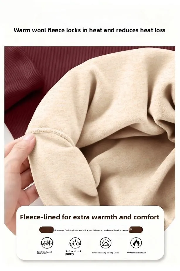 Damen Winter Lamm Fleece Basis Shirt Tops mit verdickter Fleece beheizte Unterwäsche Herbst Langarm T-Shirt warme Kleidung – Detail 5