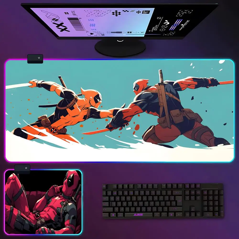 hero Deadpool Mouse Pad RGB Luminous 900x400x3mm Mousepad Thickened  Large Table Pad Encrypted Anti Skid Super Large Mouse Pad