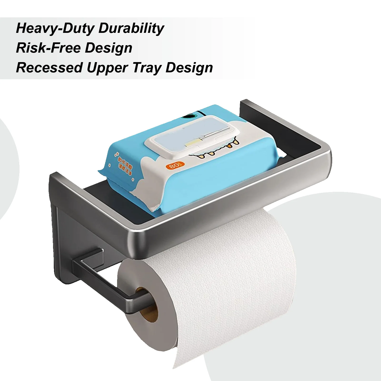 

Toilet Tissue Holder No Drill Bathroom Wall Mount With Shelf Toilet Paper Roll Storage Dispenser For Home Office Restroom