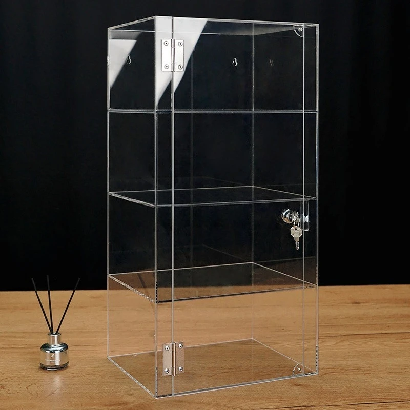Acrylic transparent display box with lock, multi-functional animation doll figure, dust-proof display box, cosmetics display cab