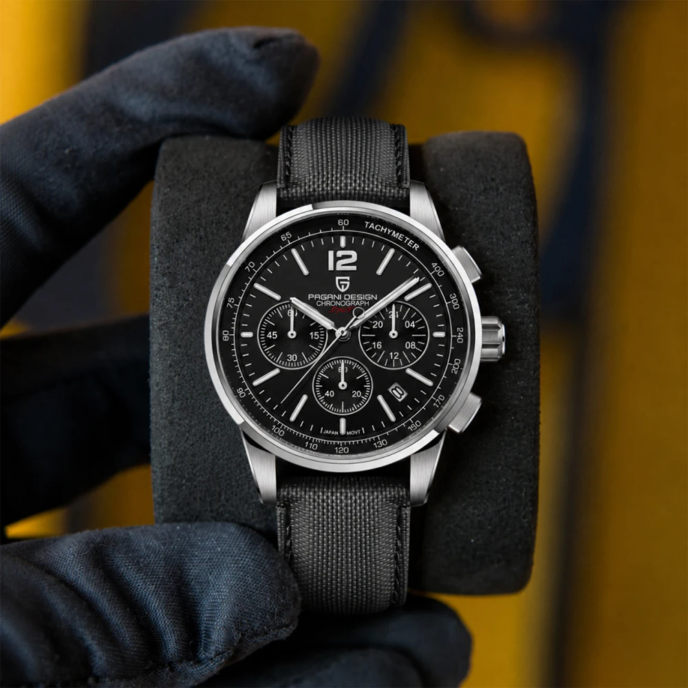 PAGANI DESIGN Men's Quartz Watch 41MM Formal With Gentleman's Collection Sapphire Glass Mirror Small Three-Pin Chronograph watch