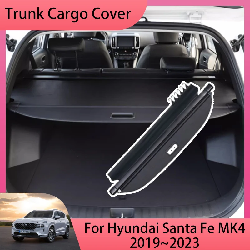 For Hyundai Santa Fe MK4 2019~2023 2021 TM Luggage Storage Cargo Stockpile Cover Security Shades Partition Interior Accessories