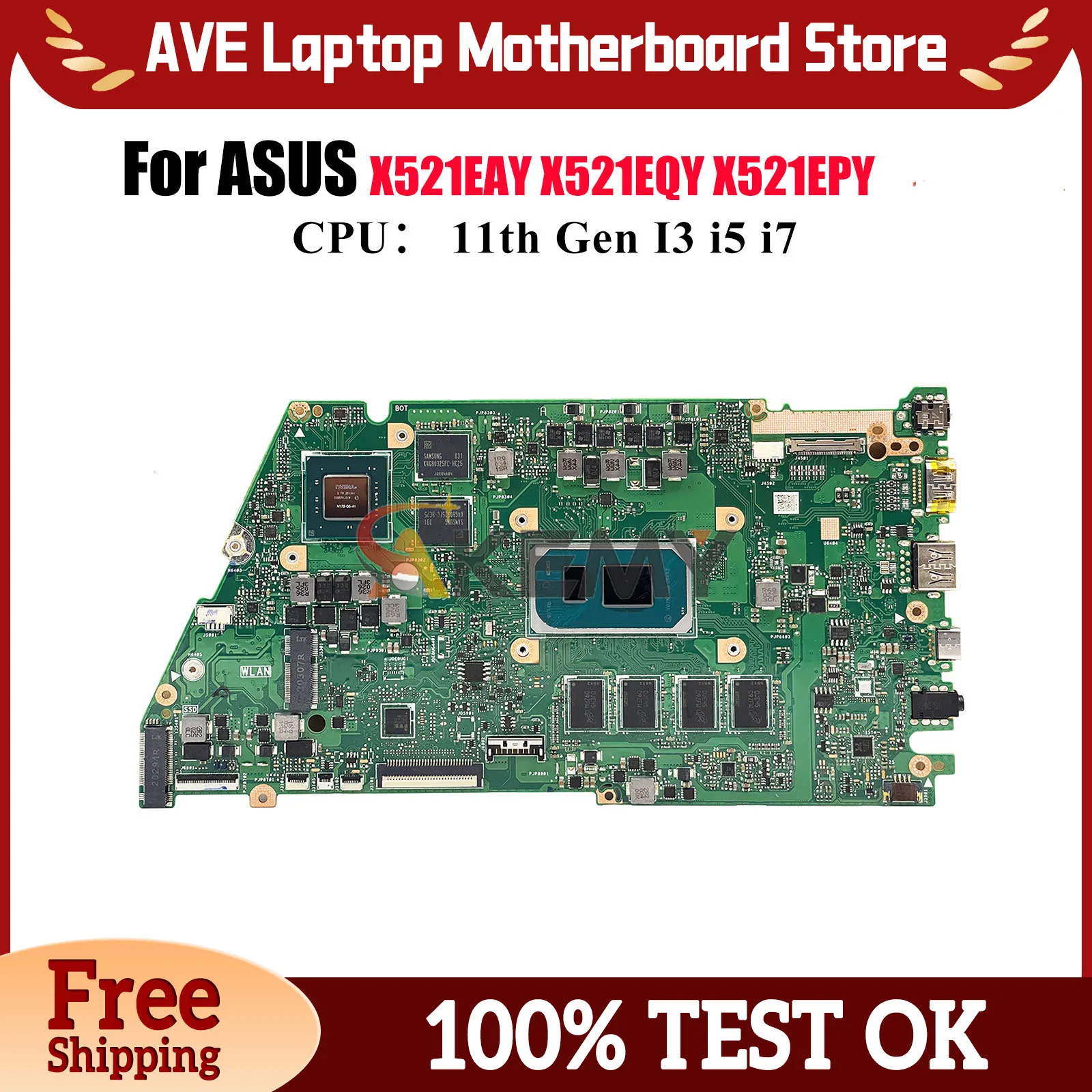 

X521EQ Laptop Motherboard For ASUS X521EQYB X521EAY X521EQY V533E I521E K533E R521E X521EPY X521E Mainboard W/ 11th Gen I3 i5 i7