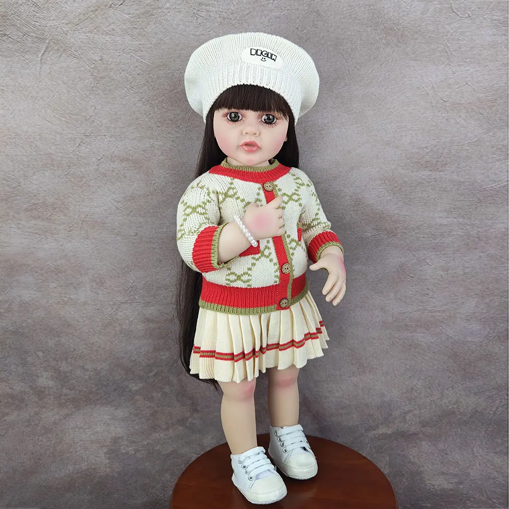 

55CM 22Inch Handmade Simulation Girl Doll Can Stand Accompany Baby Washable Toy Birthday New Year Gift for Toddler Children