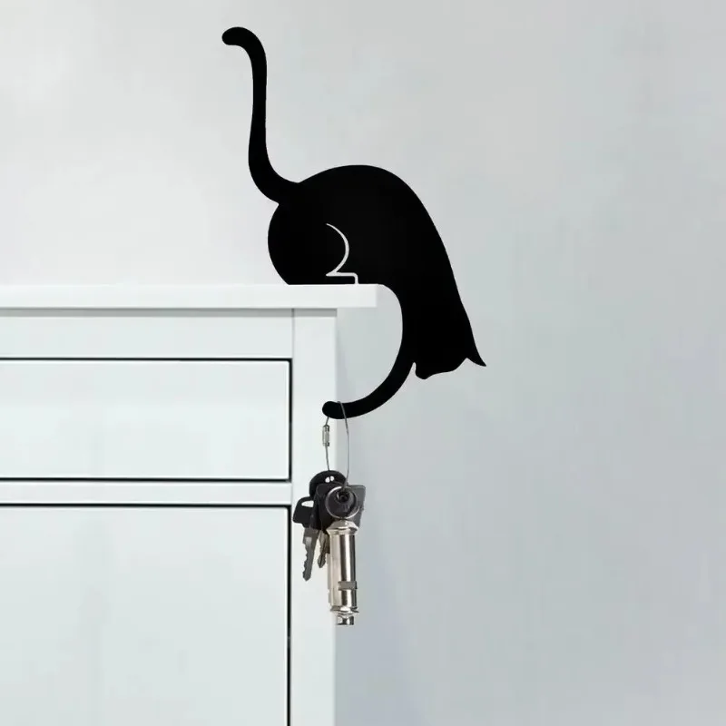 Kitchen Wall Door Decoration Metal Hook Key Hanger Cat Tail Monkey Shaped Decor Holder Clothes Storage Rack Seamless Hooks