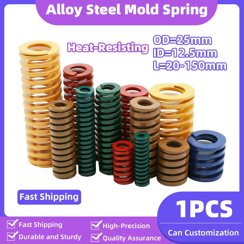 

Creamily 1PCS Mould Die Spring Spiral Stamping Compression Die Springs OD=25mm ID=12.5mm L=20-150mm Yellow/Blue/Red/Green/Brown