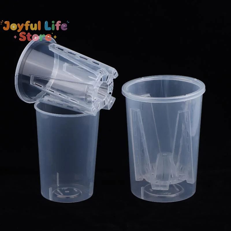Double-Layer Automatic Watering Flower Pot Plastic Transparent Planter W Holes Butterfly Orchid Root Control Pots Gardening Tool
