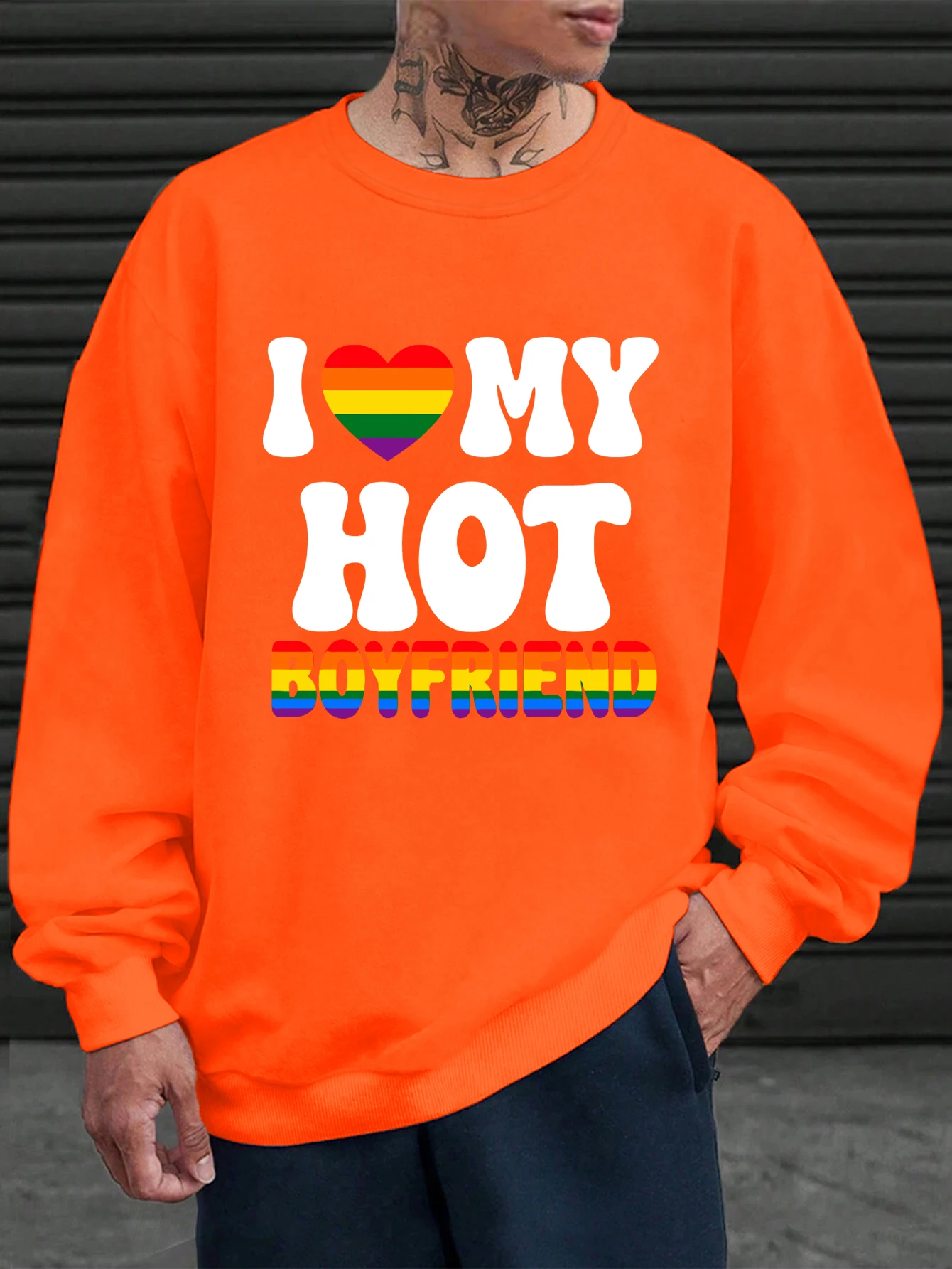 أنا أحب الساخن صديقها طباعة البلوز الرجال الشارع Crewneck البلوز الصوف كل مباراة رياضية محب الخريف الذكور الملابس #3