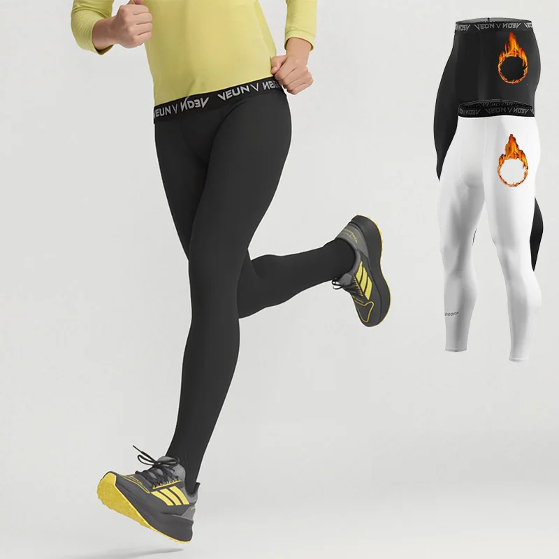 Veidoorn Herren-Leggings mit Thermo-Fleece-Futter, hohe Taille, Kompressionsstrumpfhose für Laufen, Workout, Fitnessstudio, Sport bei kaltem Wetter