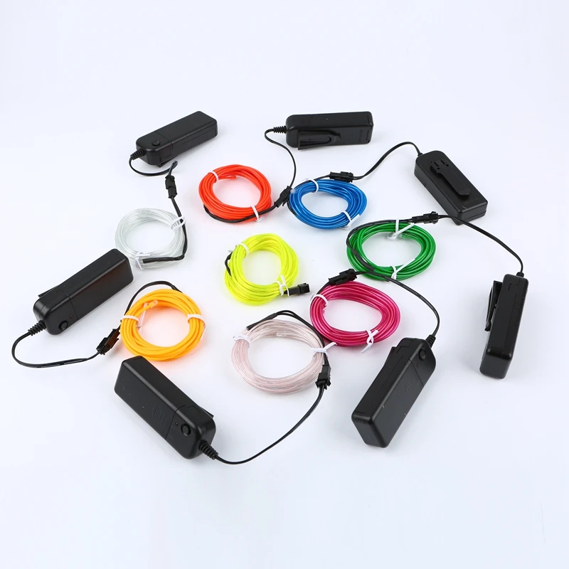 LED Neon Light 3V AA Battery Powered Glow EL Wire Rope Tape Cable Flexible LED Strip For Shoes Clothing Car Decoration