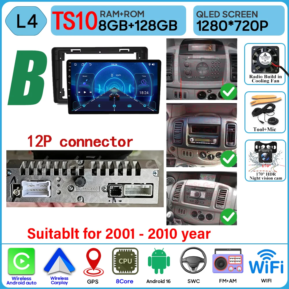 Autoradio Voor Renault Trafic 2 Voor Opel Vivaro EEN Voor Nissan primastar 2001-2014 Video Player Carplay Geen 2din multimedia GPS BT