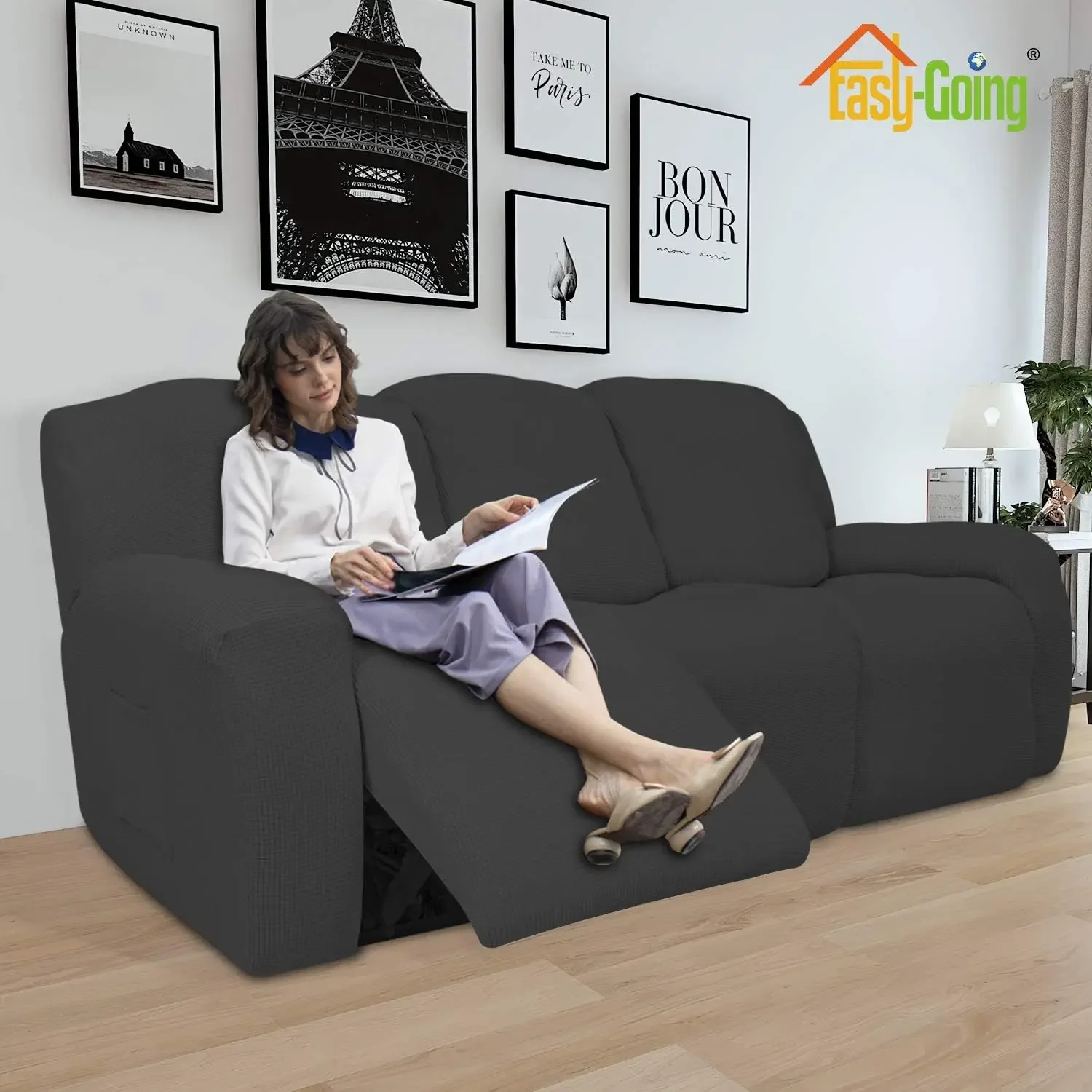 8 Pieces Recliner Sofa Stretch Sofa Slipcover Sofa Cover Furniture Protector Couch Soft with Elastic Bottom Kids