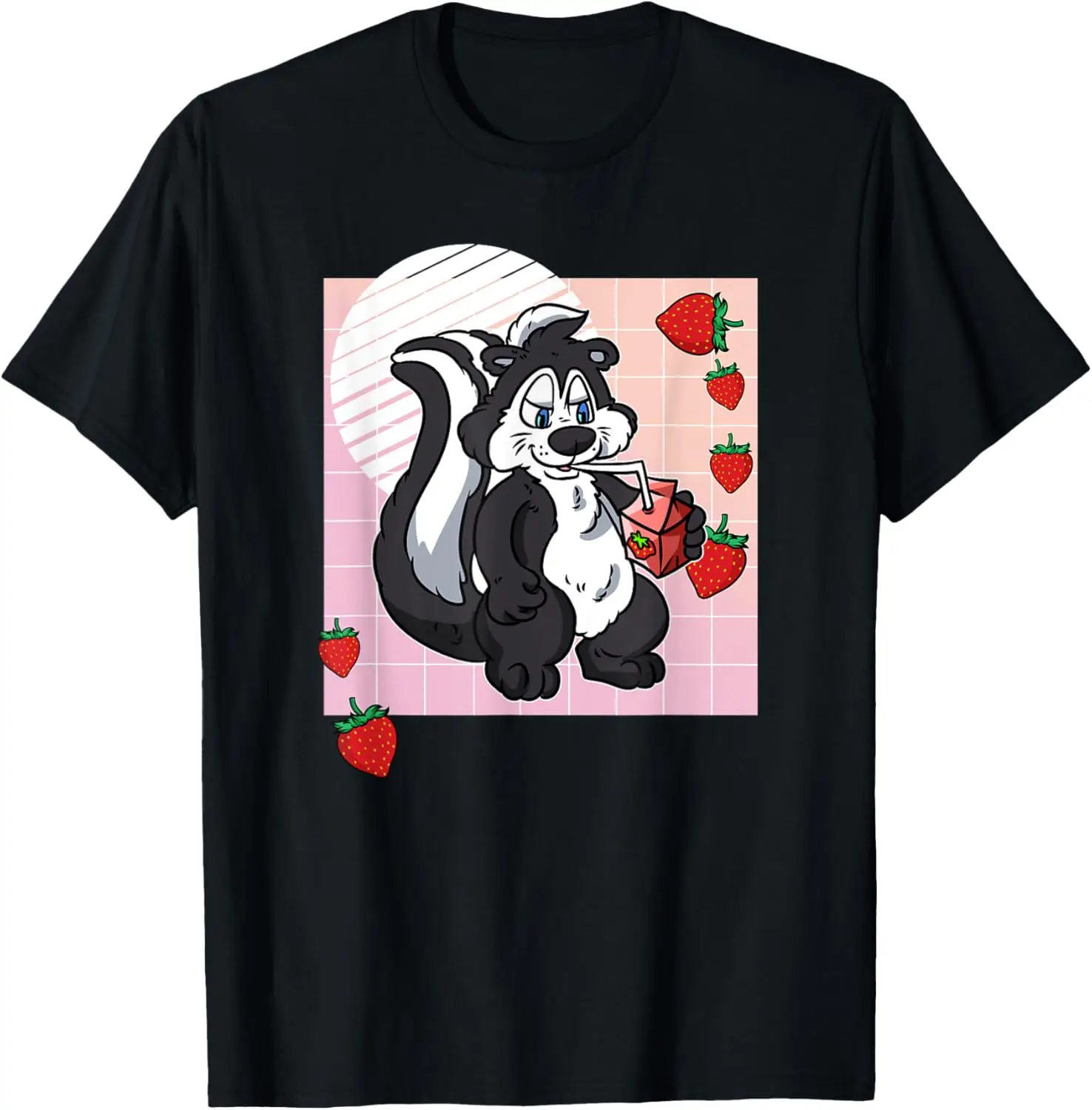 Kawaii Skunk Strawberry Milk 90's Vaporwave T-Shirt