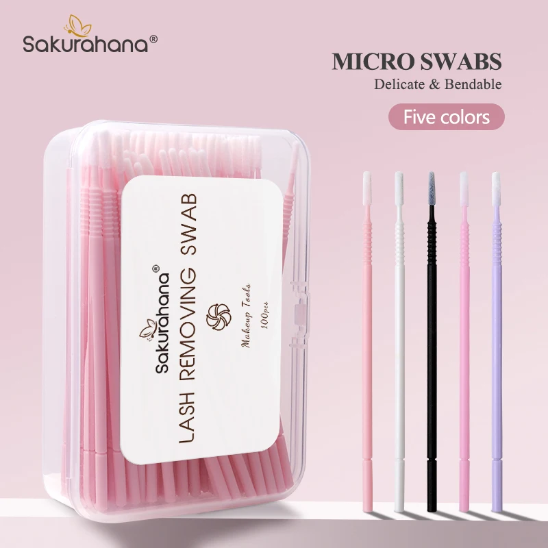 SAKURAHANA 100 pièces microbrosse jetable poignée en spirale Mascara baguettes applicateur cils brosses Extension de cils outils de maquillage