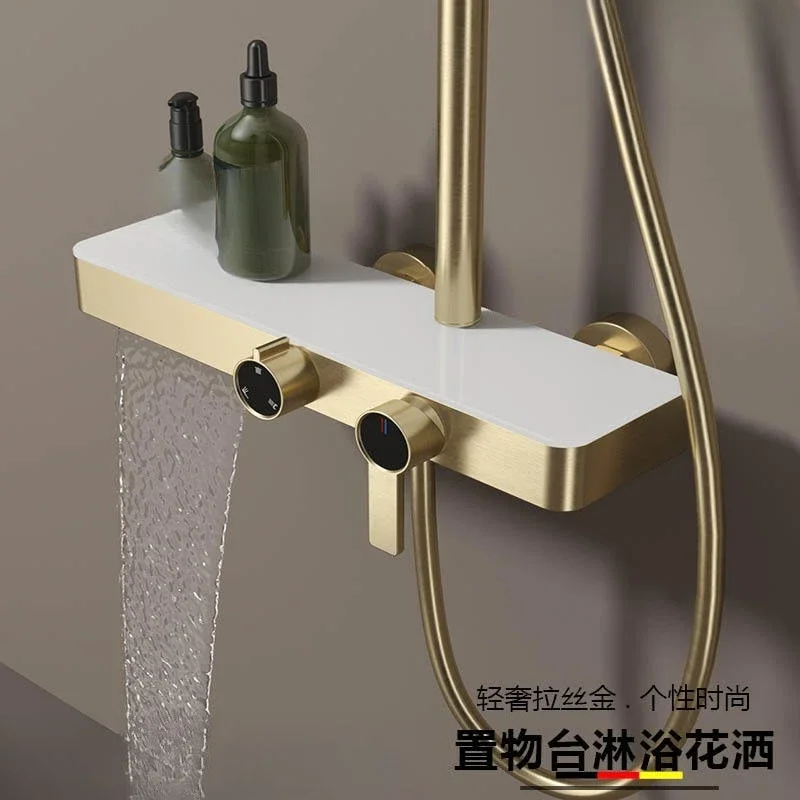 Set doccia, tavolo portaoggetti, doccia pioggia caduta, uscita acqua