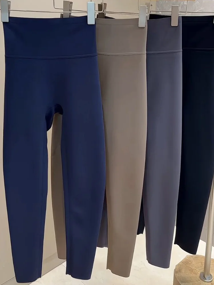 

Осень-зима, брюки для йоги с высокой талией и гладкой поверхностью, женские повседневные брюки для похудения, базовый слой