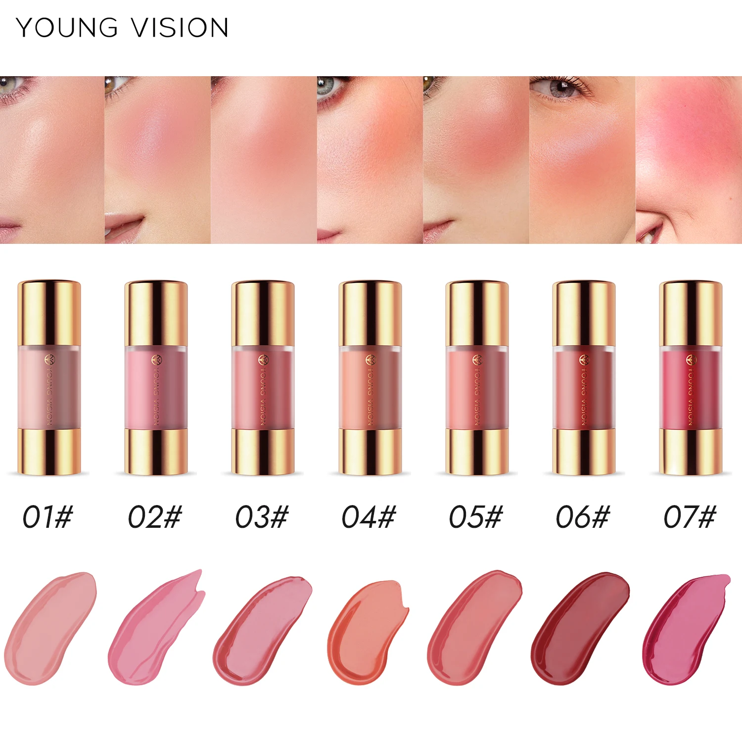 YOUNG VISION 8 colors long-lasting Bottom press moisturizing easy makeup blush pencil solid creamy Liquid blusher