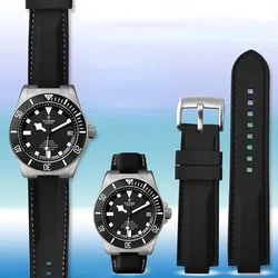 Non-Dust Silicone Watch Strap for Tudor Pelagos 25500tn 25600tn Waterproof Sweat-Proof Soft and Comfortable Watchband 22x12mm