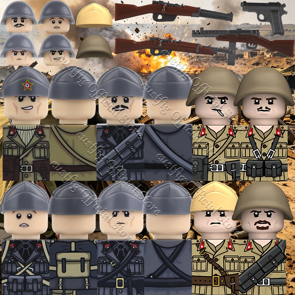 Figurines de soldats italiens de la Seconde Guerre mondiale, blocs de construction, accessoires, armes, officier de l'armée, infanterie, fusil, guerrier, casque, briques, jouet, cadeau pour garçon