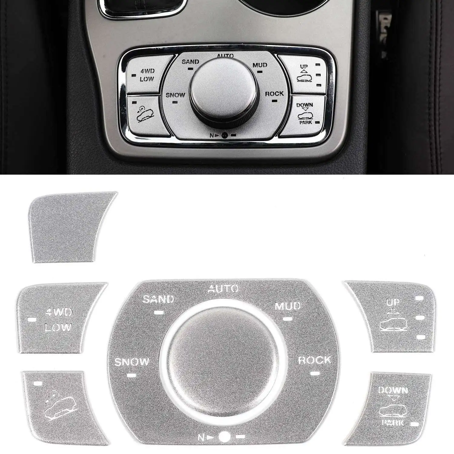 for Grand 2011-2020 Four-Wheel Drive Control Button Decor Cover Trim Sticker Accessories, Silver