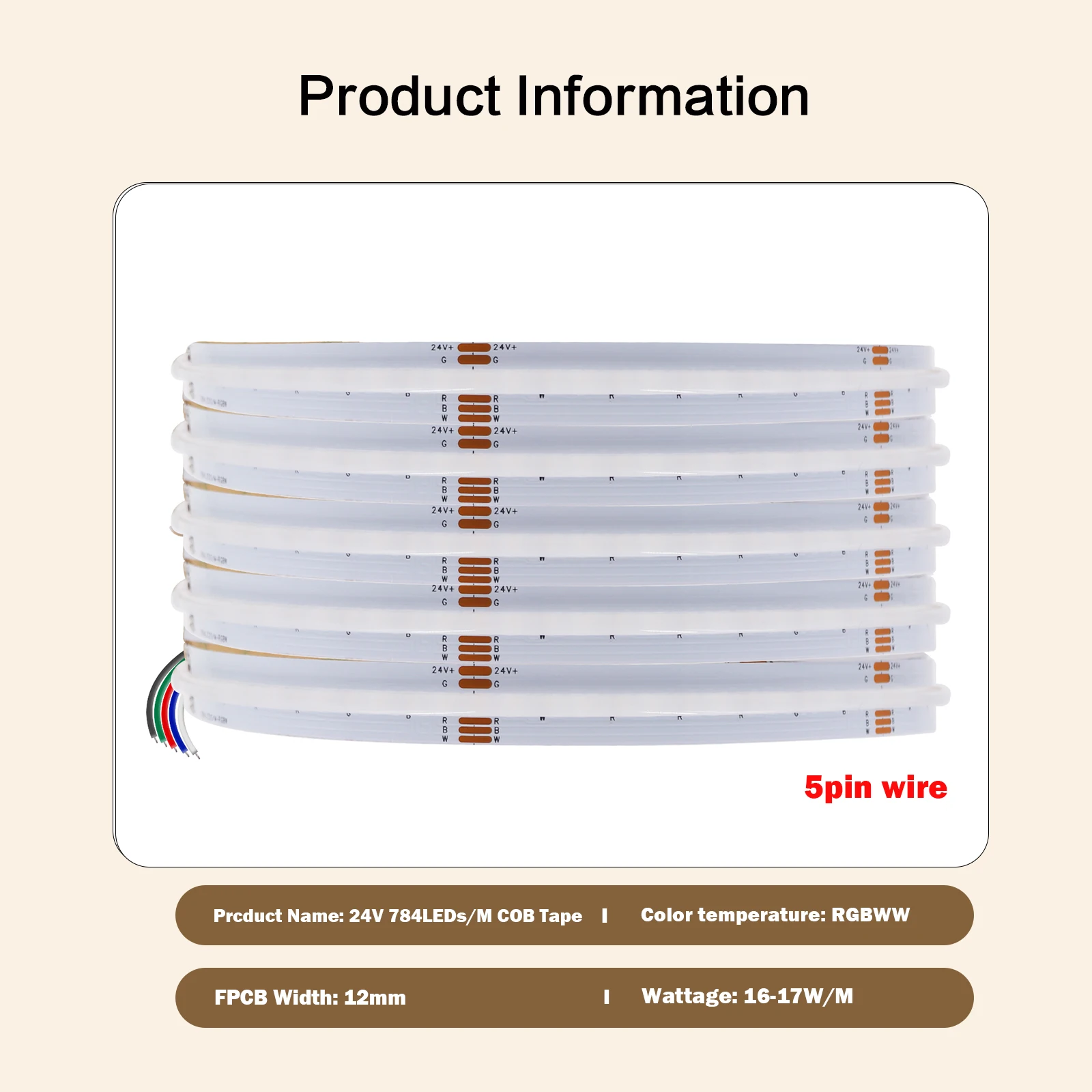 KISUFU RGB RGBWW RGBCCT COB LED-Streifen, hohe Dichte, 12/24 V, 576 720 840, 784 LEDs/m, hochhell, stippenlos, flexibles LED-Band, Raumdekoration für den Innenbereich 4