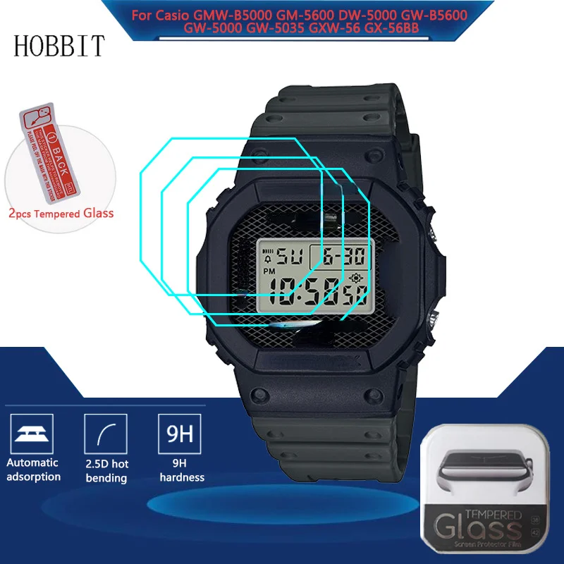 2Pcs Tempered Glass Screen Protector For Casio G Shock GBD-200 DW-5600 GBX-100 GMW-B5000 GX-56 GW-6900 Anti-Scratch Film Glass