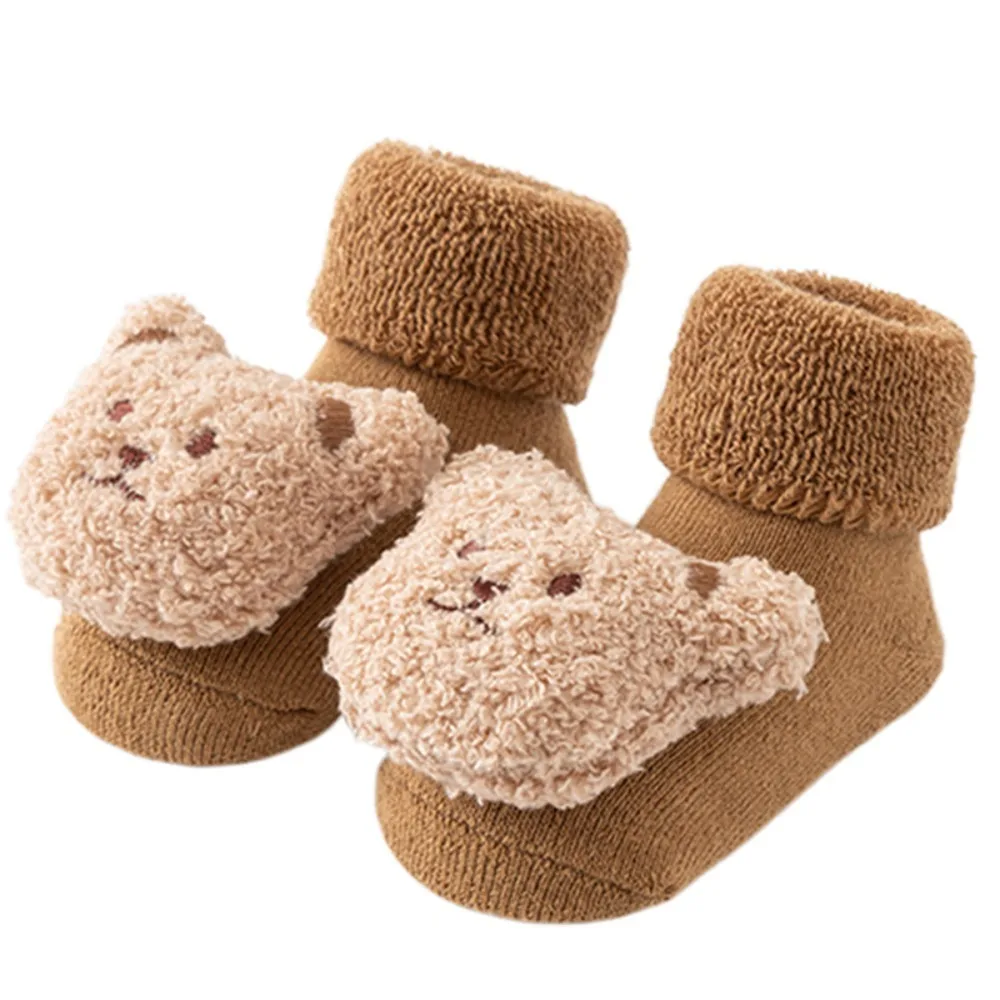 Cute Combed Cotton Winter Soft Cotton Bear Socks Plush Antiskid Newborn Toddler Sock Little Bear Kids Thicken Socken Boy