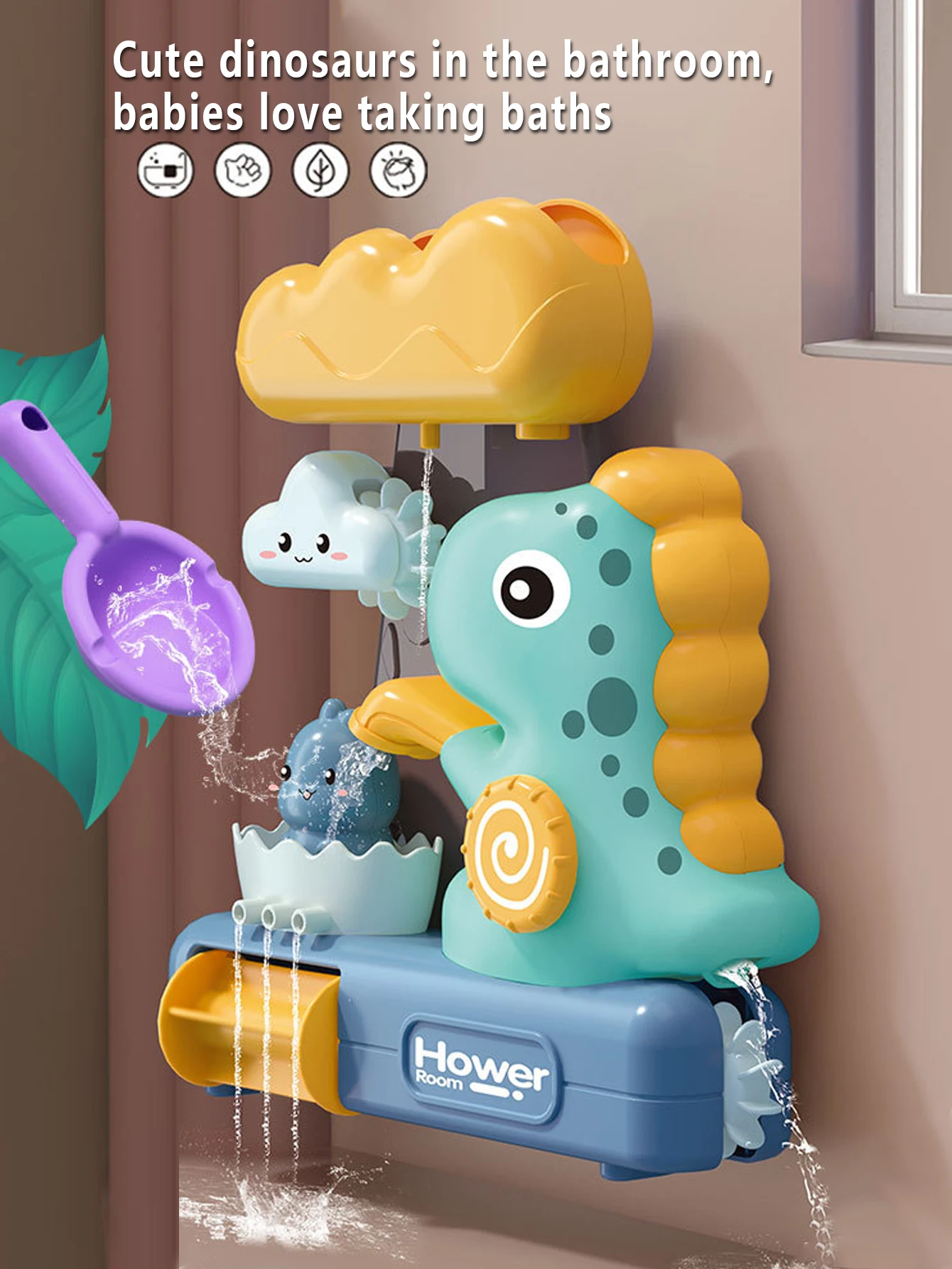Toddler Bath Toy Baby Sprayer with Fun Dinosaur Design for Boys and Girls Educational Bathtub Toy for Babies and Preschoolers Wi