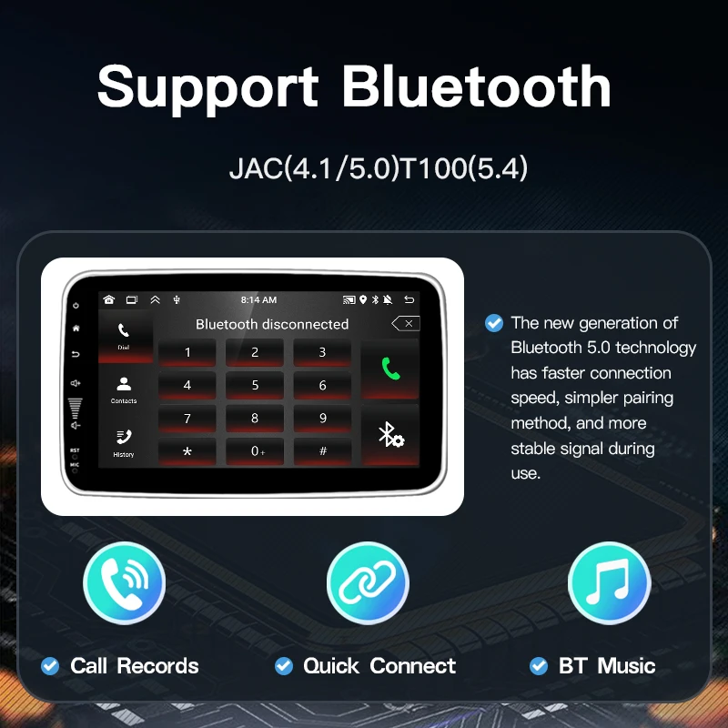 HRFFRH 1 Din Autoradio راديو السيارة العالمي مشغل وسائط متعددة لاسلكي Carplay Auto Android 13 ستيريو GPS WIFI 4G DPS ستيريو BT