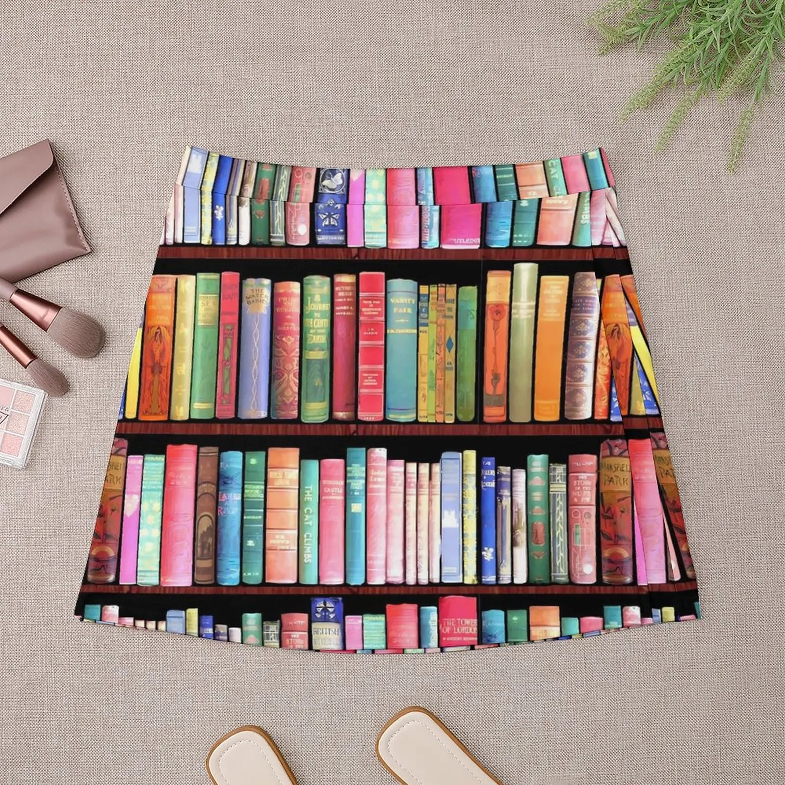 Library Print Skirt Female Vintage Book Shelf Modern Mini Skirts High Waist Custom Aesthetic Casual Skirt Big Size 2XL 3XL