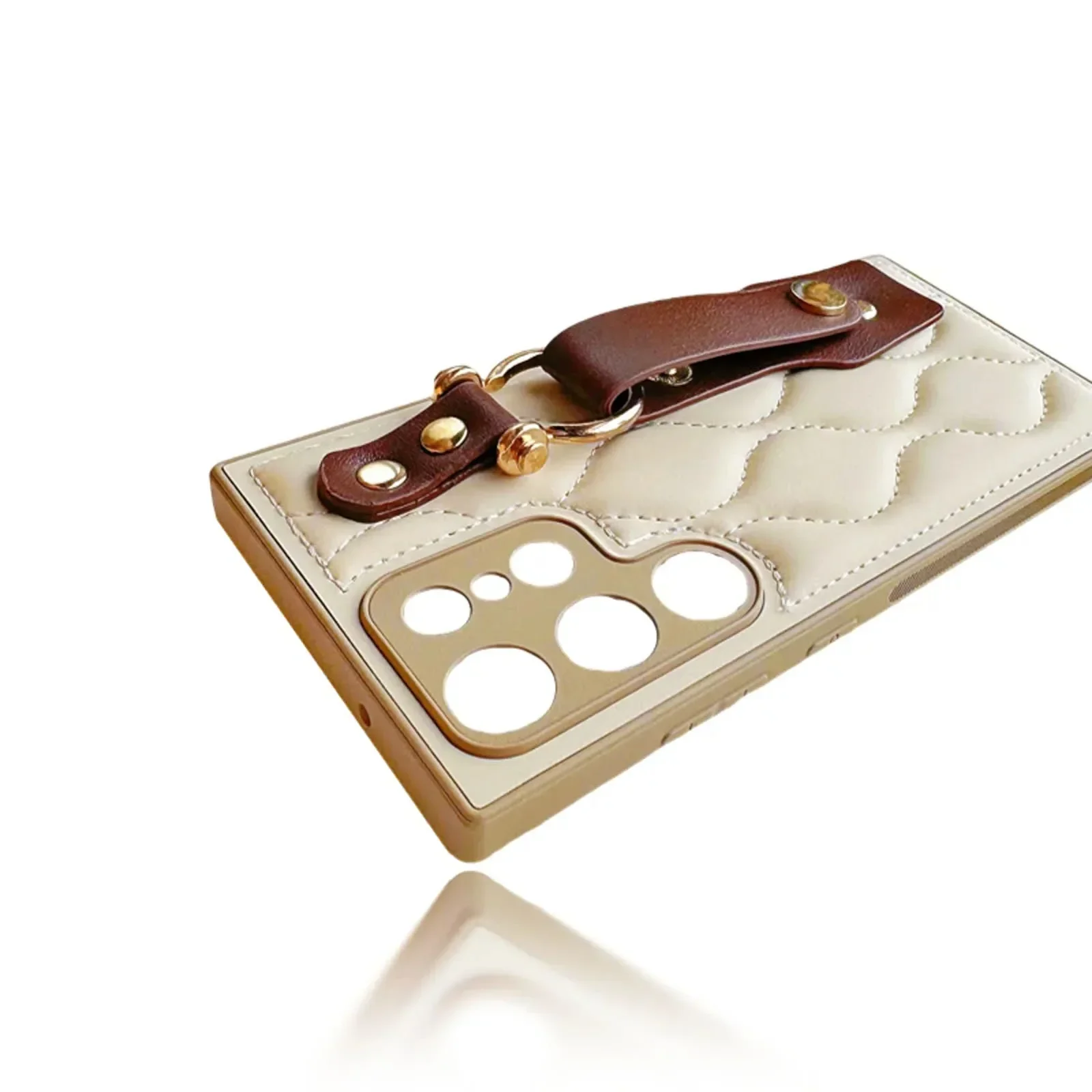 حزام المعصم الكاكي الفاخرة قضية الهاتف لسامسونج غالاكسي S25 S25 زائد S25 الترا S24 S24 + S23 + الحد الأدنى المضادة للسقوط المتقدمة قذيفة