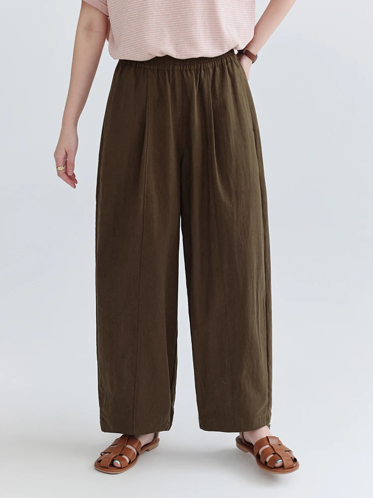 North Island AMUU Original Casual Wide Leg Jeans Women's Summer New Style Versatile Nine-Piece Pants Elastic Waist Cotton Blend