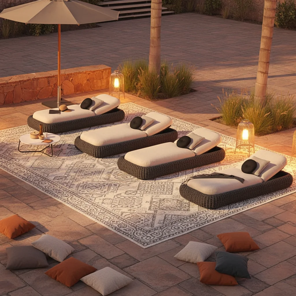 #High-End Modern PE Rattan Moon Chair Foldable Durable Eco-Friendly Portable Beach Pool Chaise Lounge for Hotel Living Dining