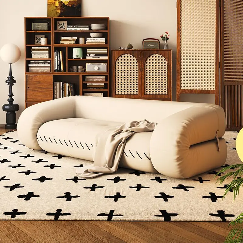Cream wind multi-functional folding sofa bed dual-purpose small apartment living room bedroom new anti-cat paw leather lazy sofa