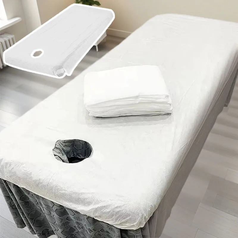 20pcs Disposable Spa Bed Covers  - Heavy Use Salon Massage Sheets with Center Opening, Breathable Material, Durable Construction