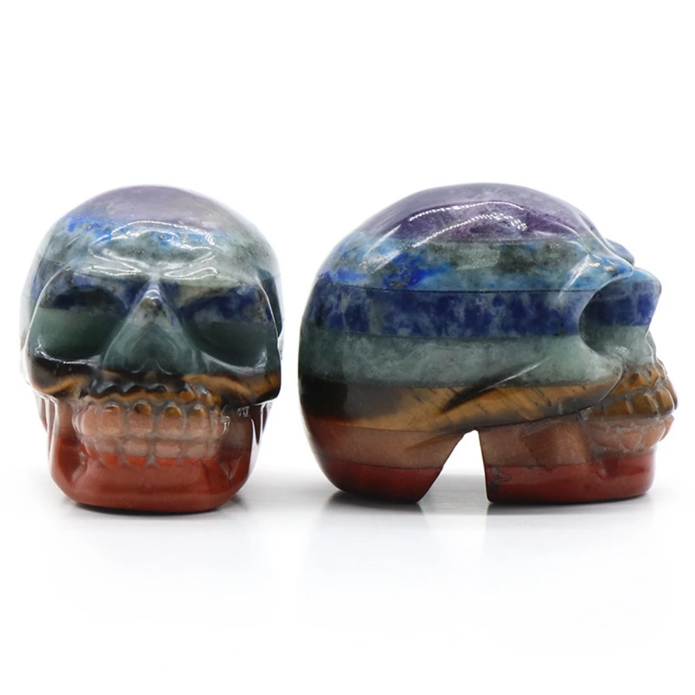 

natural chakra crystal rainbow color skull home decoration raw carvings spiritual healing crystal