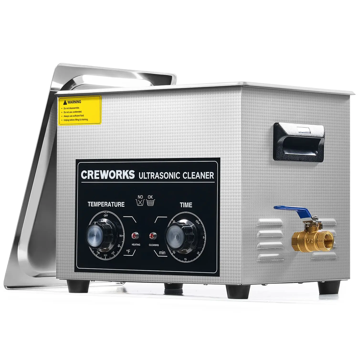 

CREWORKS Ultrasonic Cleaner with Heater and Timer, 2.6 gal Digital Sonic Cavitation Machine, 240W 10L Stainless Steel Jewelry